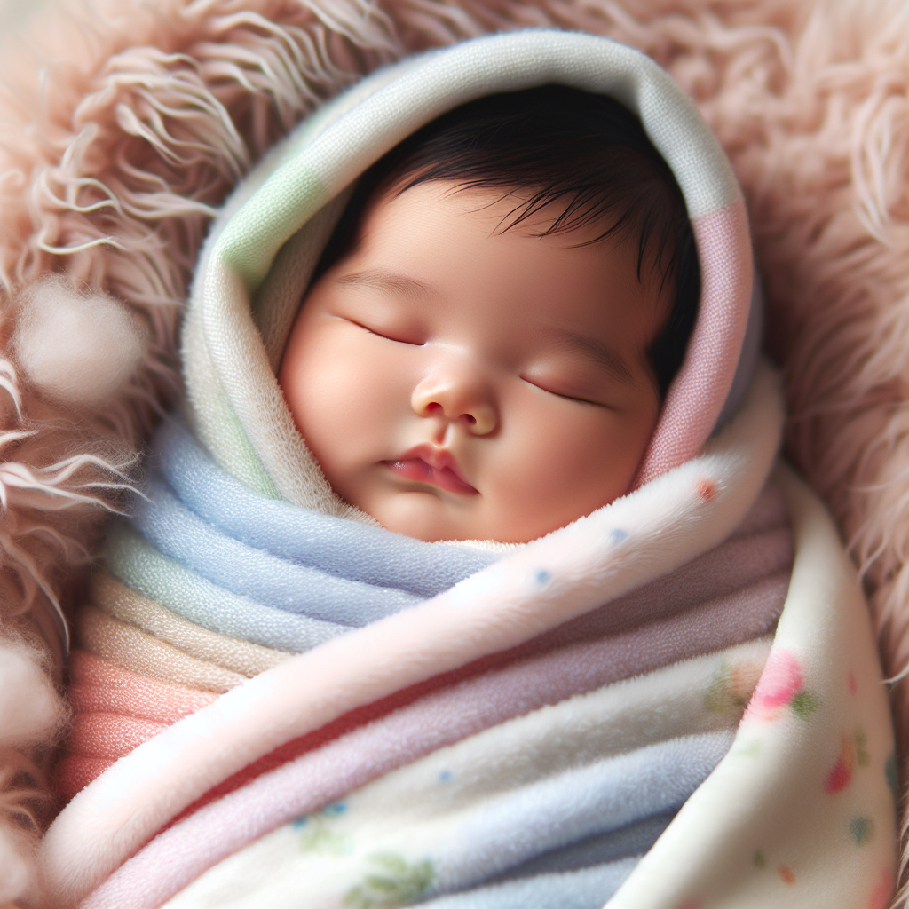 Un bébé bien au chaud emmitouflé dans une couverture douce et colorée