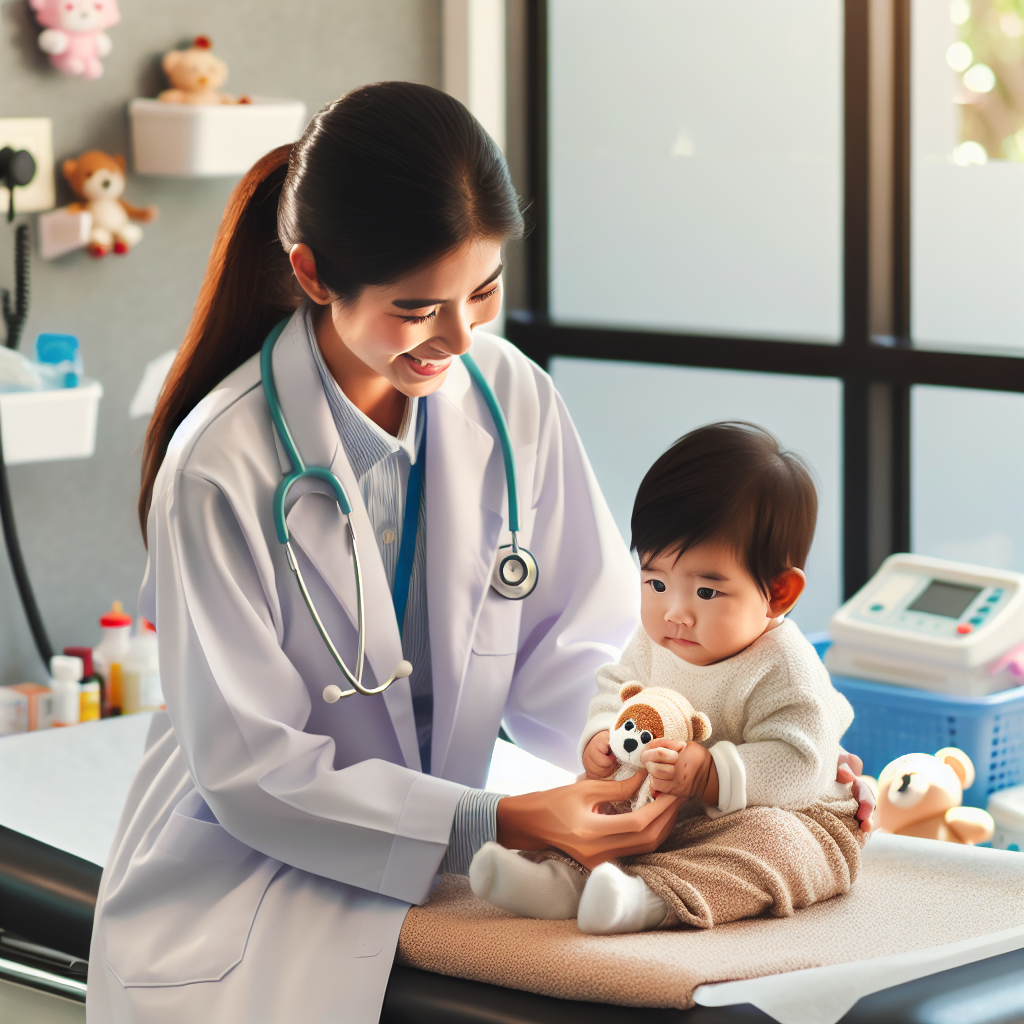 Un bébé étant examiné par un professionnel de santé