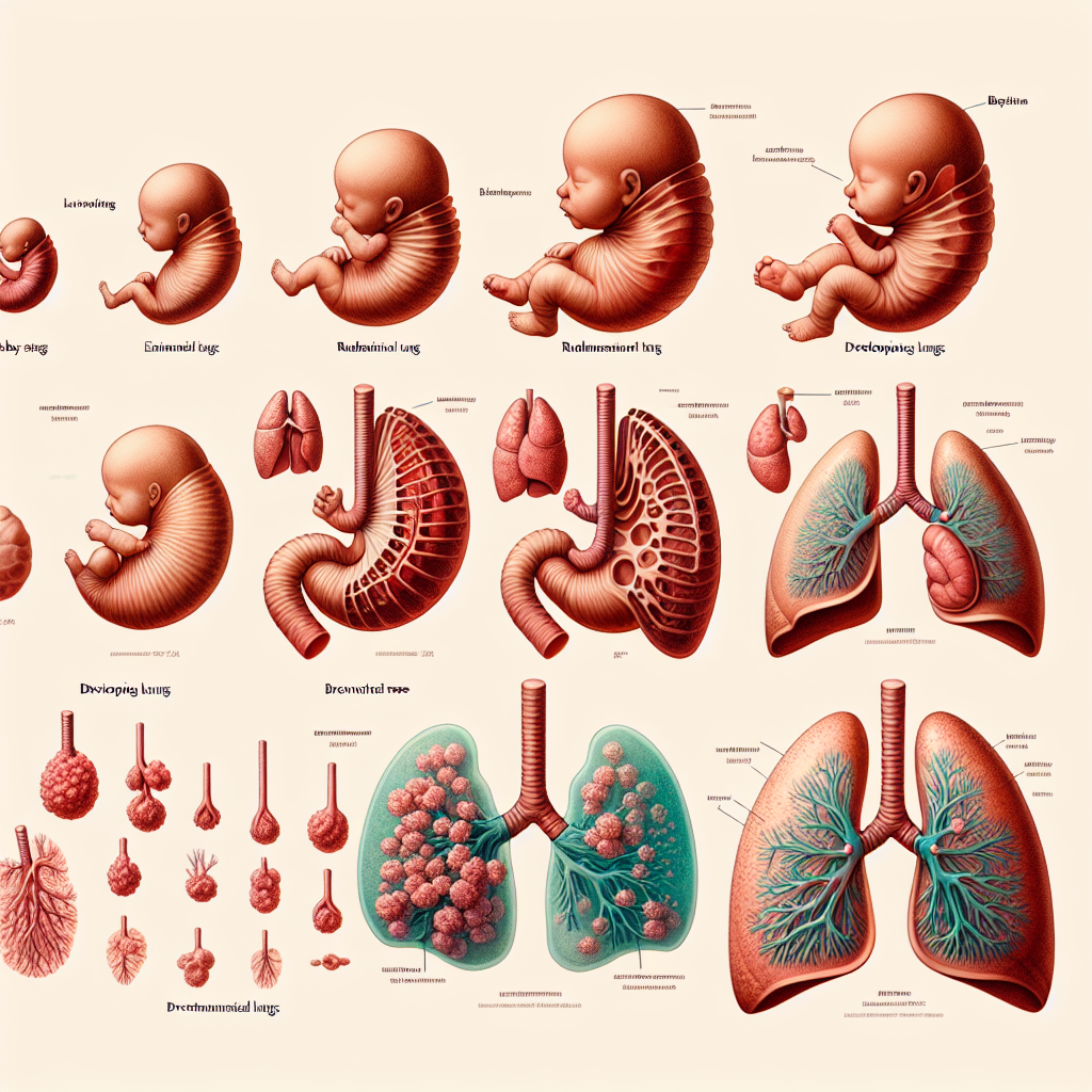 Schéma illustrant les différentes étapes du développement des poumons chez le bébé