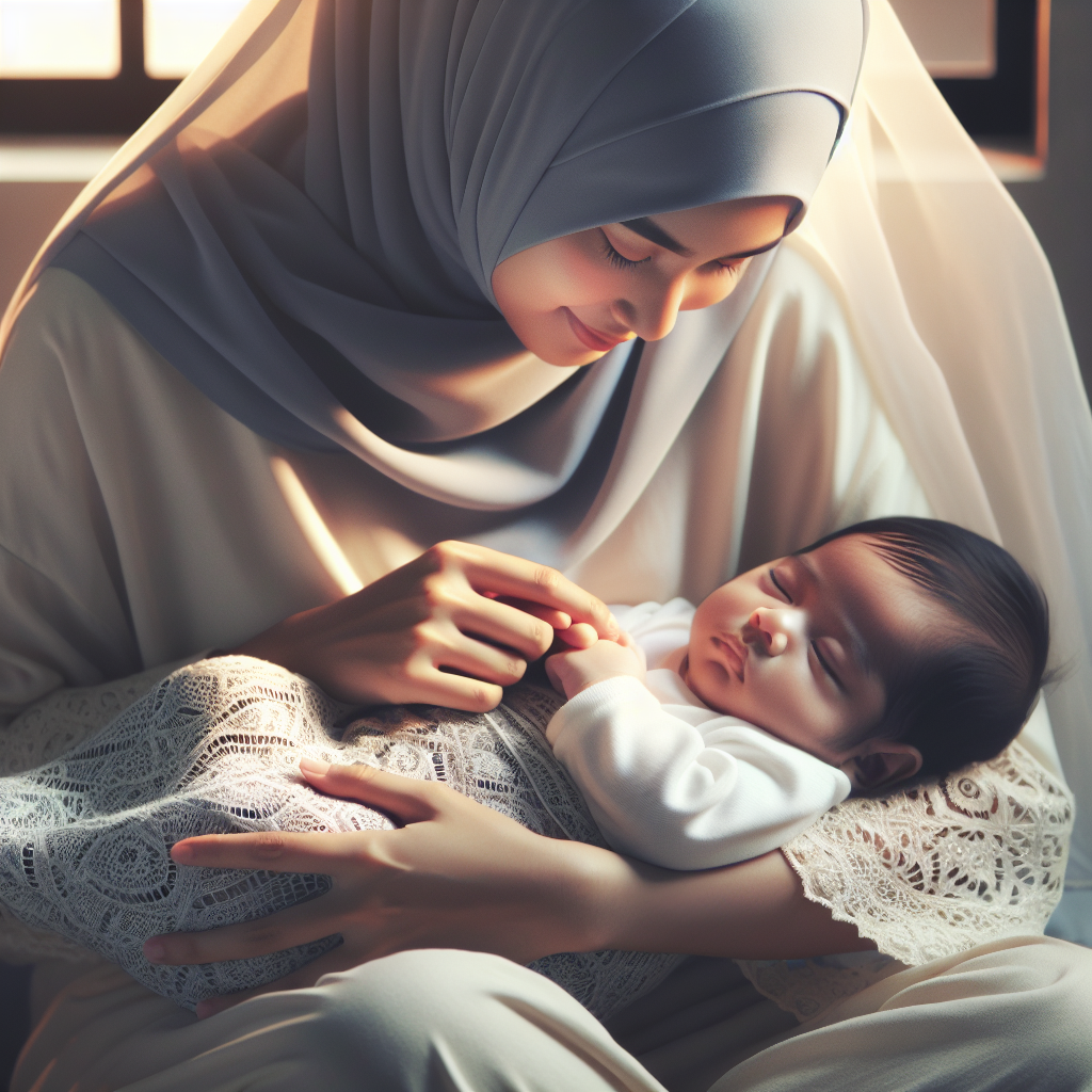 Une image montrant un parent doucement en train de s'occuper de son bébé, dans une atmosphère calmante et sécurisante. Le parent pourrait par exemple utiliser une technique douce pour nettoyer les voies nasales du bébé, dans un environnement serein qui symbolise l'amour et le lien fort entre eux.