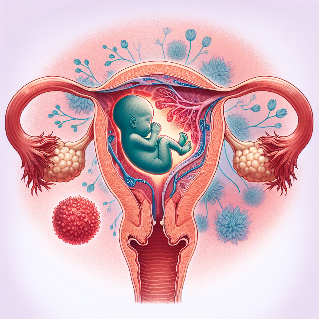 Illustration d'un utérus montrant un placenta antérieur et un bébé à l'intérieur, symbolisant comment le placenta peut servir de coussin et atténuer la perception des mouvements fœtaux par la mère.