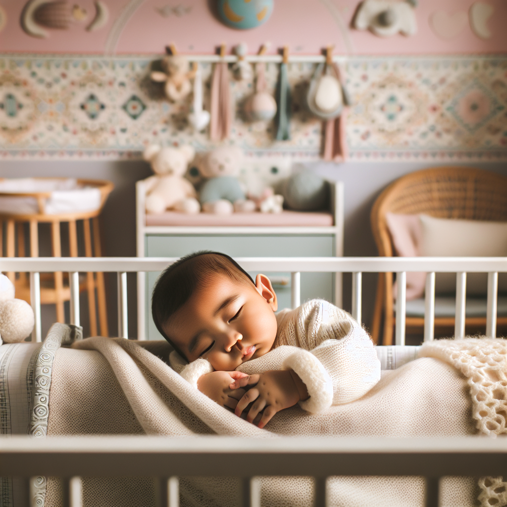 Bébé tenant un doudou dans un berceau dans une chambre de bébé confortable