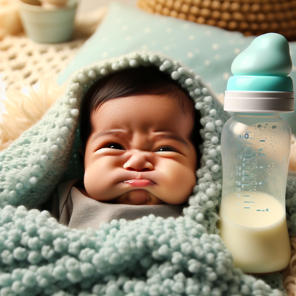 Bébé avec le hoquet après avoir pris son biberon