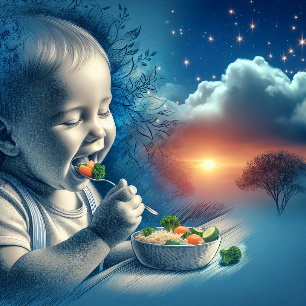 Bébé mangeant un repas léger de légumes le soir