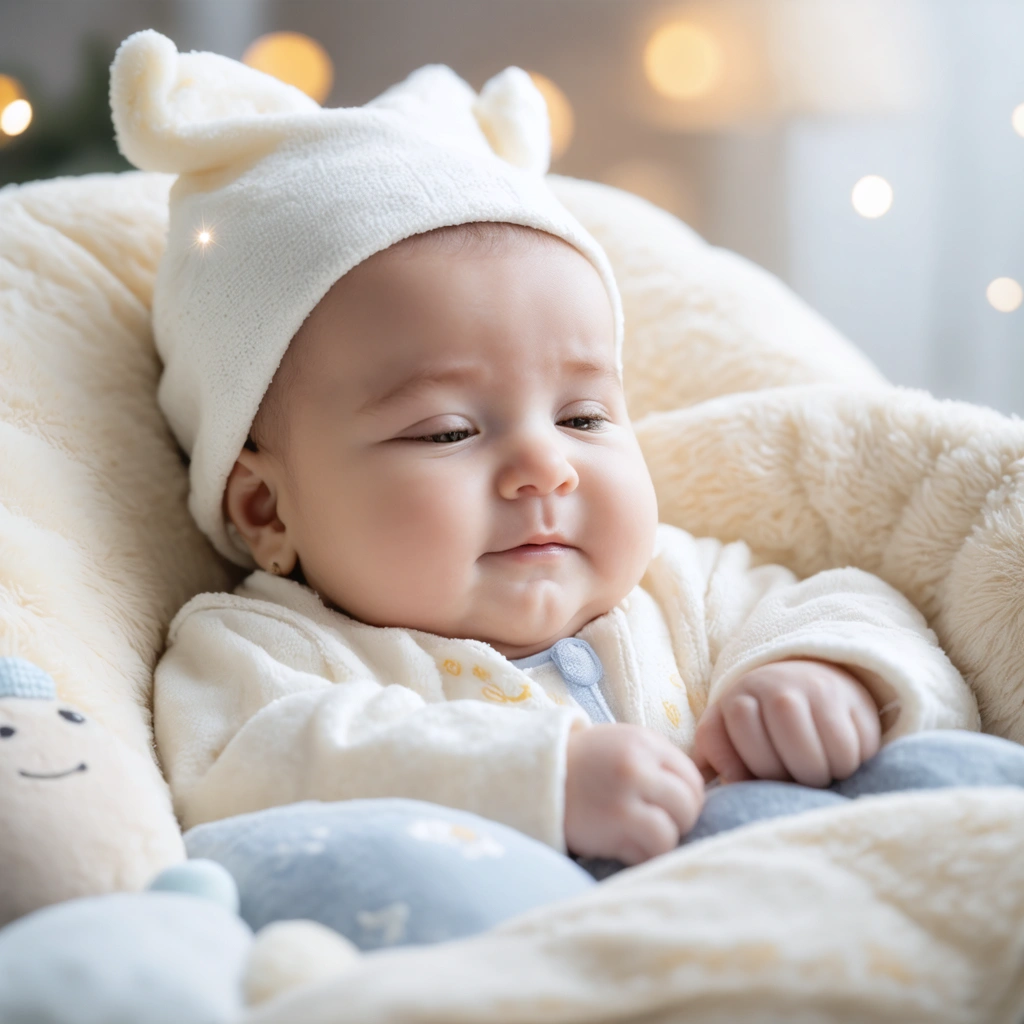 Un bébé mignon balançant doucement sa tête avec un air serein et détendu, prêt à dormir.