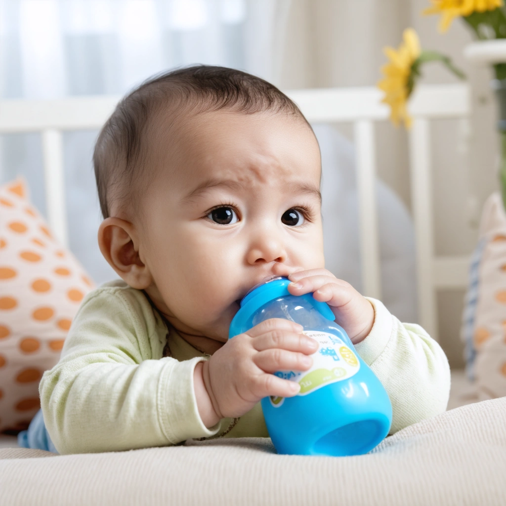 Bébé buvant un biberon avec sérénité